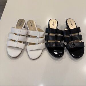East 5th Black White Strappy Elden Heeled Sandals‎ Bundle Size 6